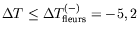 $ \Delta T \leq \Delta T_{\text{fleurs}}^{(-)} = -5,2$